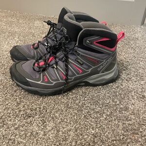 Salomon Gray and Pink Athletic Shoes with Robust Sole